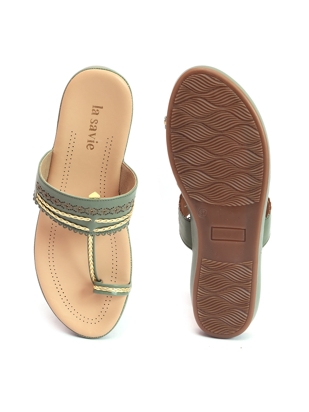 LA SAVIE Women Green Flats Fashion Sandal