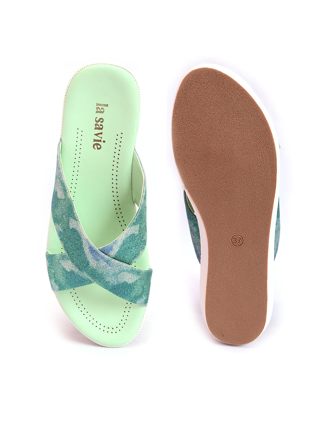 LA SAVIE Women Green Flats Fashion Sandal