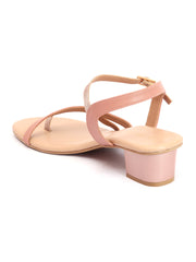 LA SAVIE Embellished Strapped Party Heeled Sandals, Pink