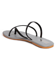 Trends & Trades Self Design Flats Casual Sandal For Women Black And Grey