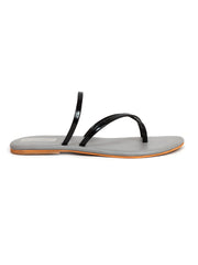 Trends & Trades Self Design Flats Casual Sandal For Women Black And Grey