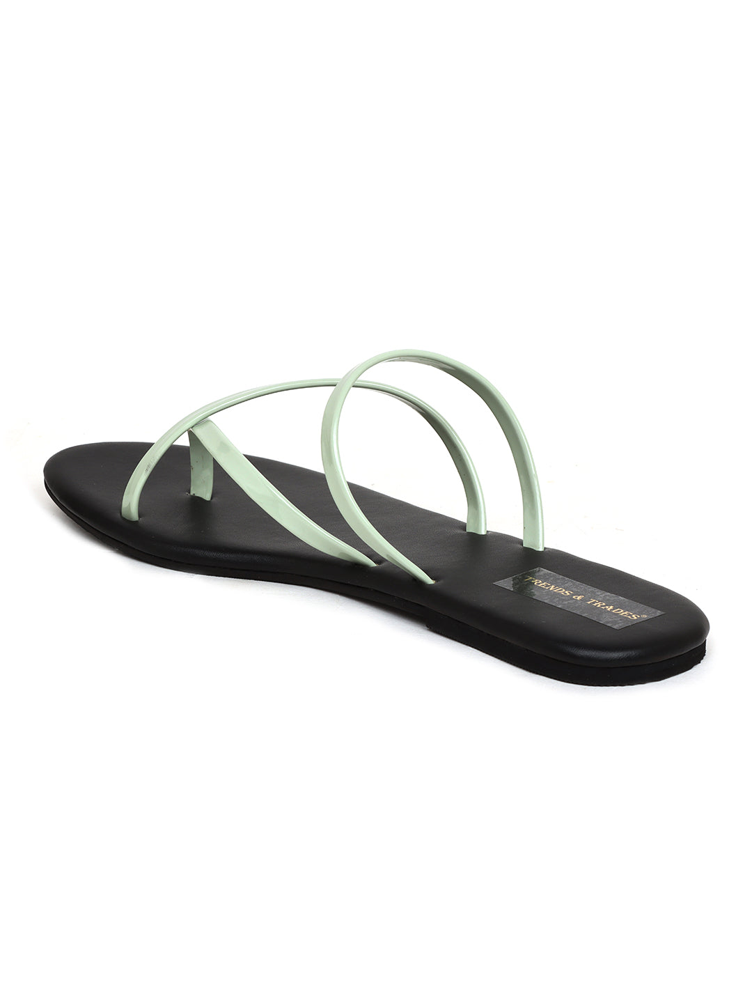 Trends & Trades Self Design Flats Casual Sandal For Women Green And Black