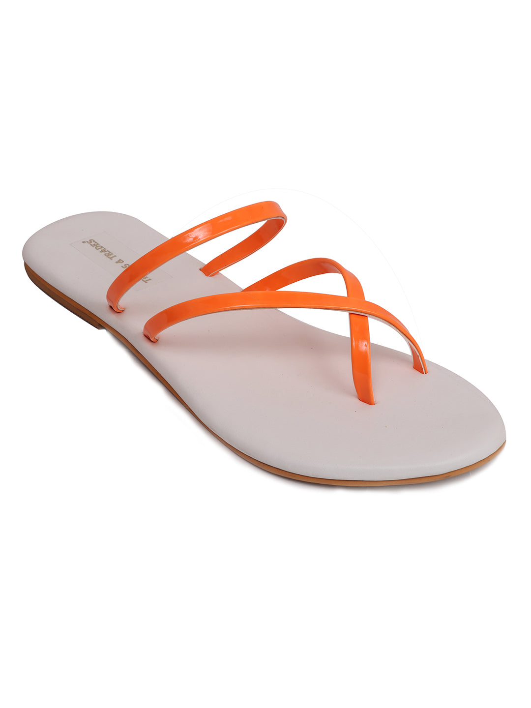 Trends & Trades Self Design Flats Casual Sandal For Women Orange