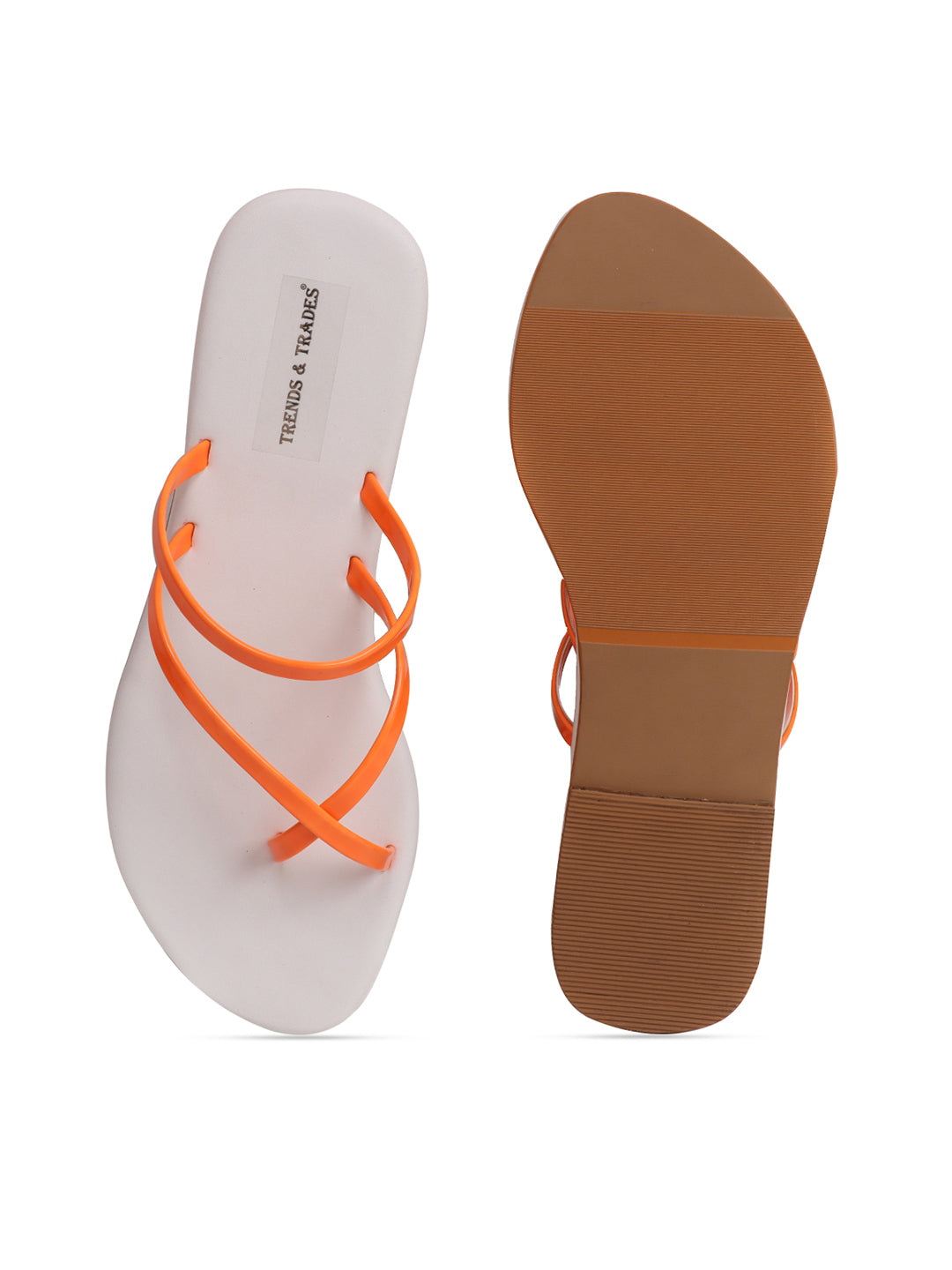 Trends & Trades Self Design Flats Casual Sandal For Women Orange