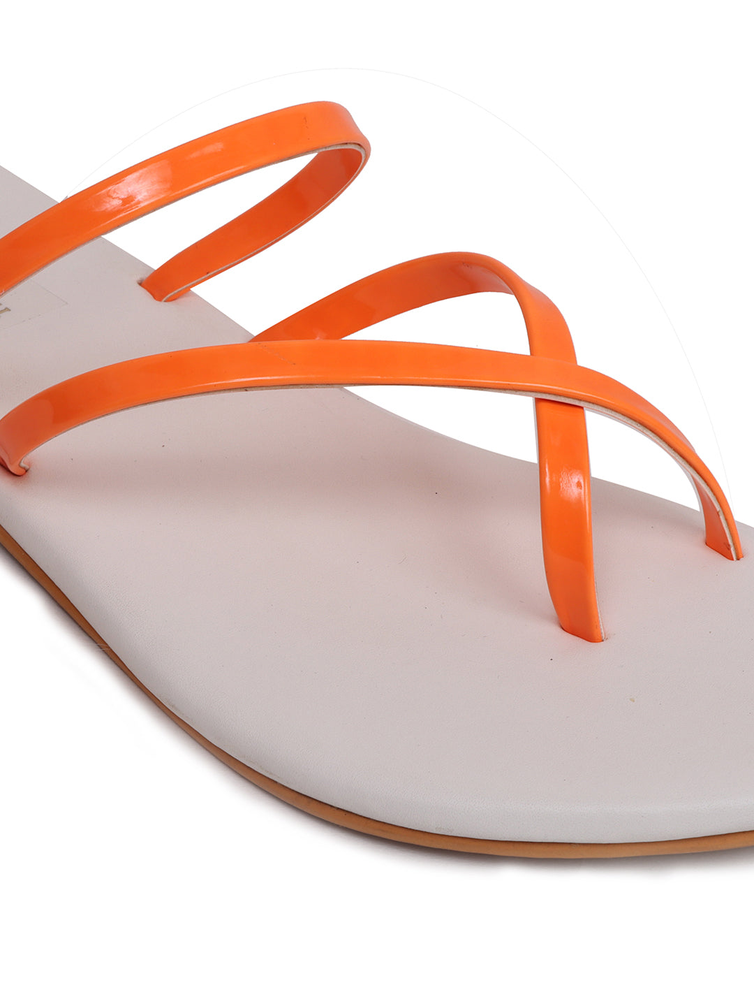 Trends & Trades Self Design Flats Casual Sandal For Women Orange