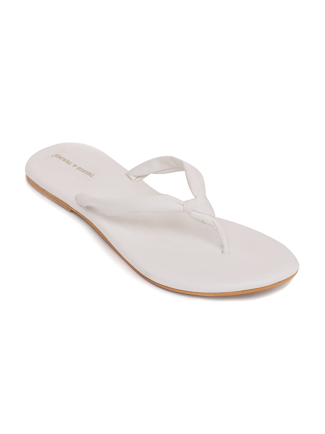 Trends & Trades Self Design Flats Casual Sandal For Women White