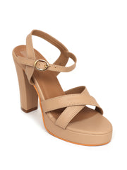 Trends And Trades Block Heel Sandal For Women Beige