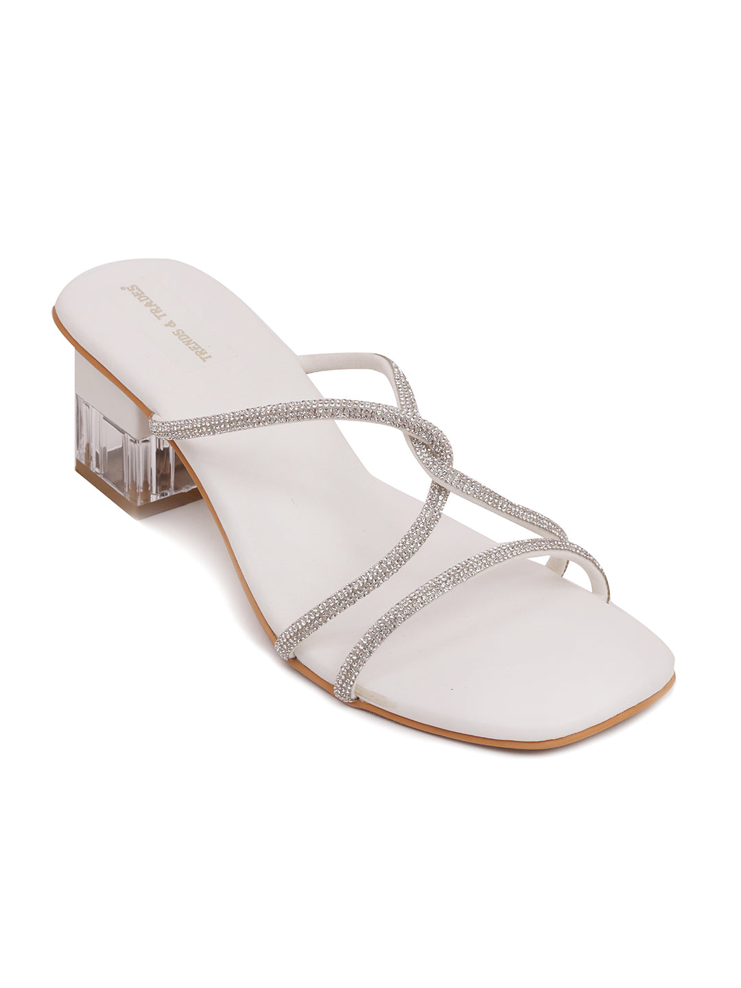 Trends And Trades Block Heel Sandal For Women White