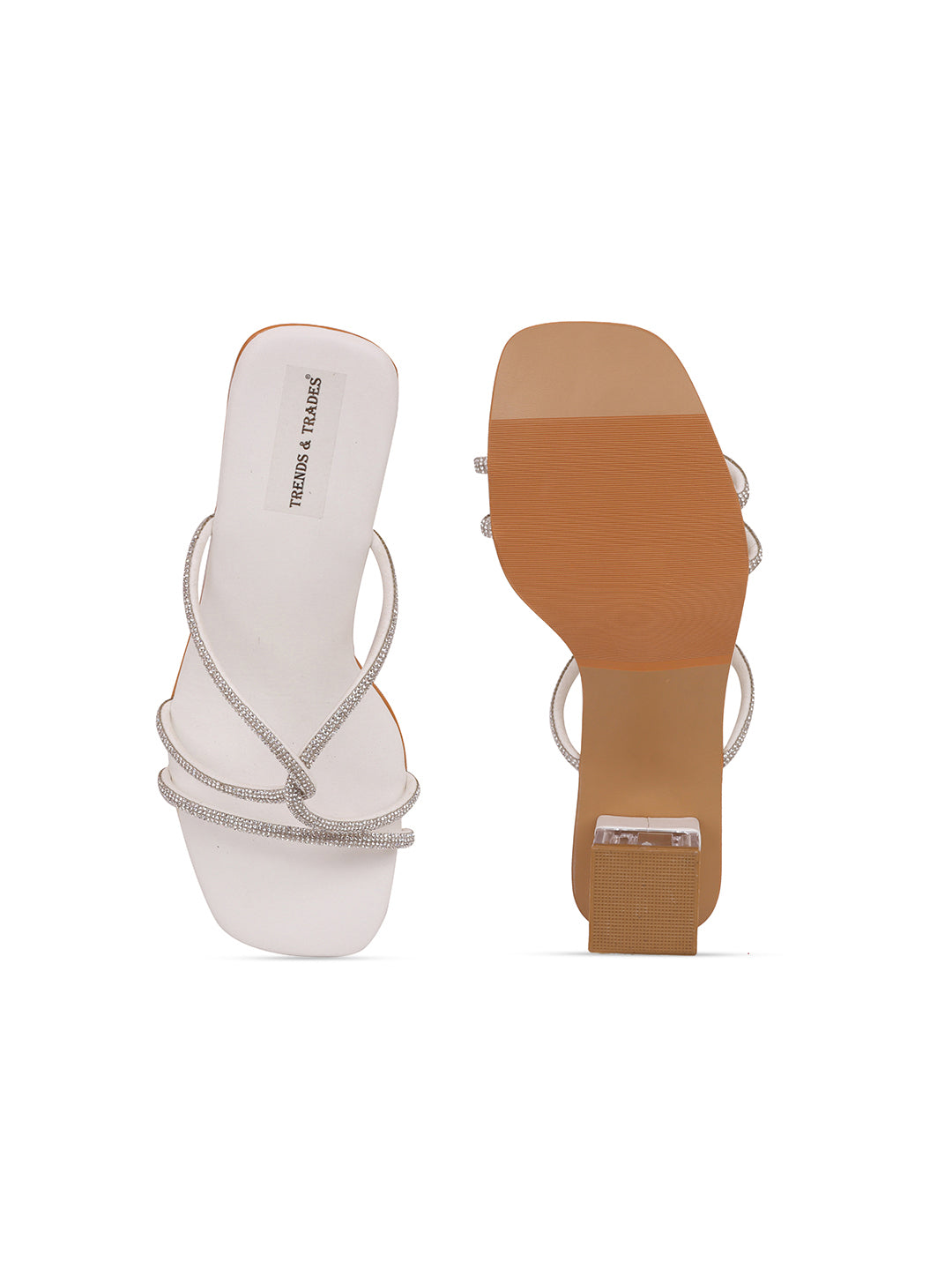 Trends And Trades Block Heel Sandal For Women White