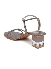 Trends And Trades Block Heel Sandal For Women Grey