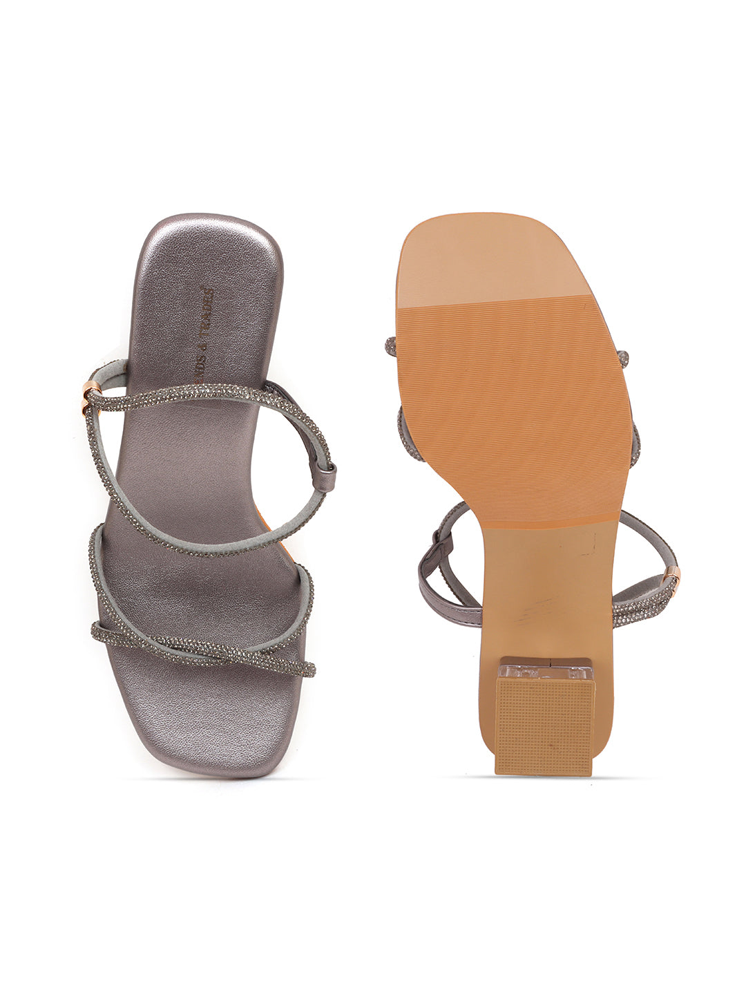 Trends And Trades Block Heel Sandal For Women Grey