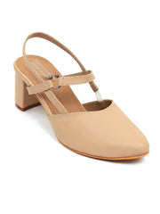 Trends And Trades Block Heel Sandal For Women Beige