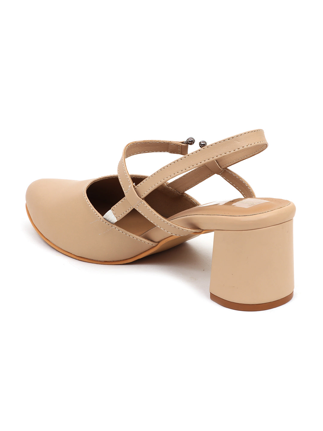 Trends And Trades Block Heel Sandal For Women Beige