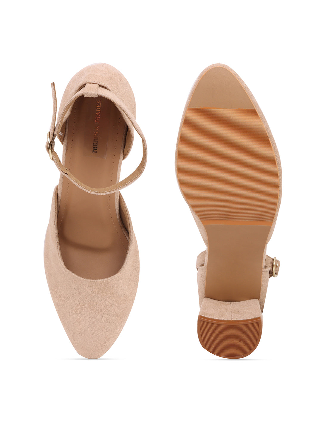 Trends And Trades Block Heel Sandal For Women Beige